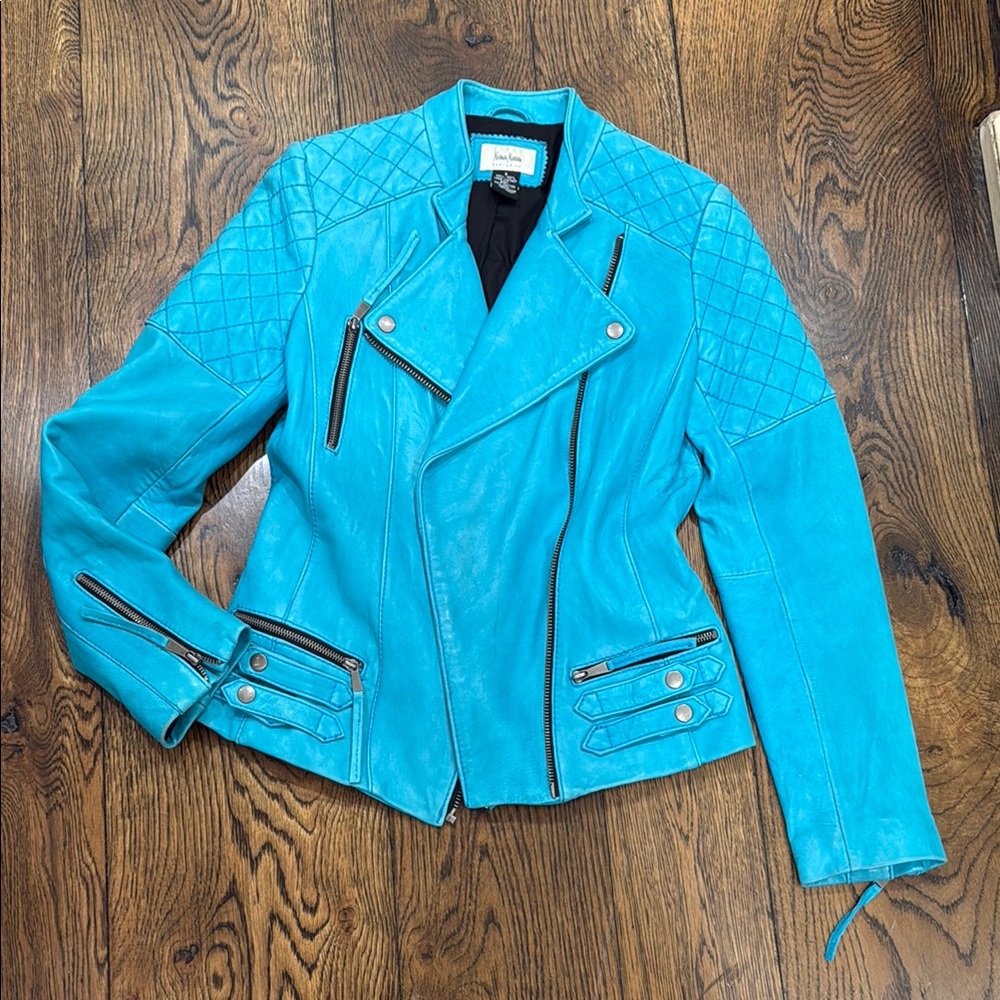 Neiman Marcus Turquoise Leather Jacket